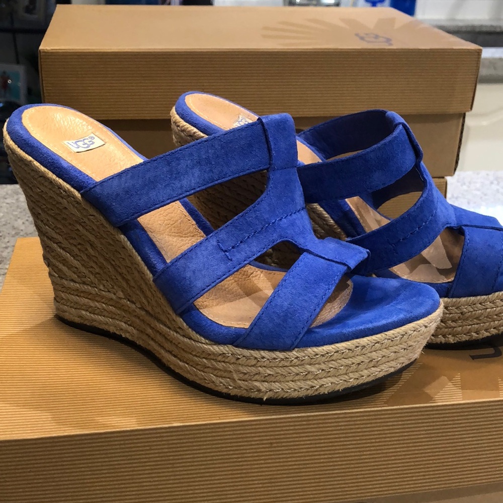 UGG Blue Wedge Sandals